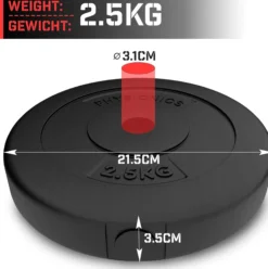 Physionics Hantelscheiben Set Kunststoff 5 - 30 kg 30 mm Schwarz Clearance
