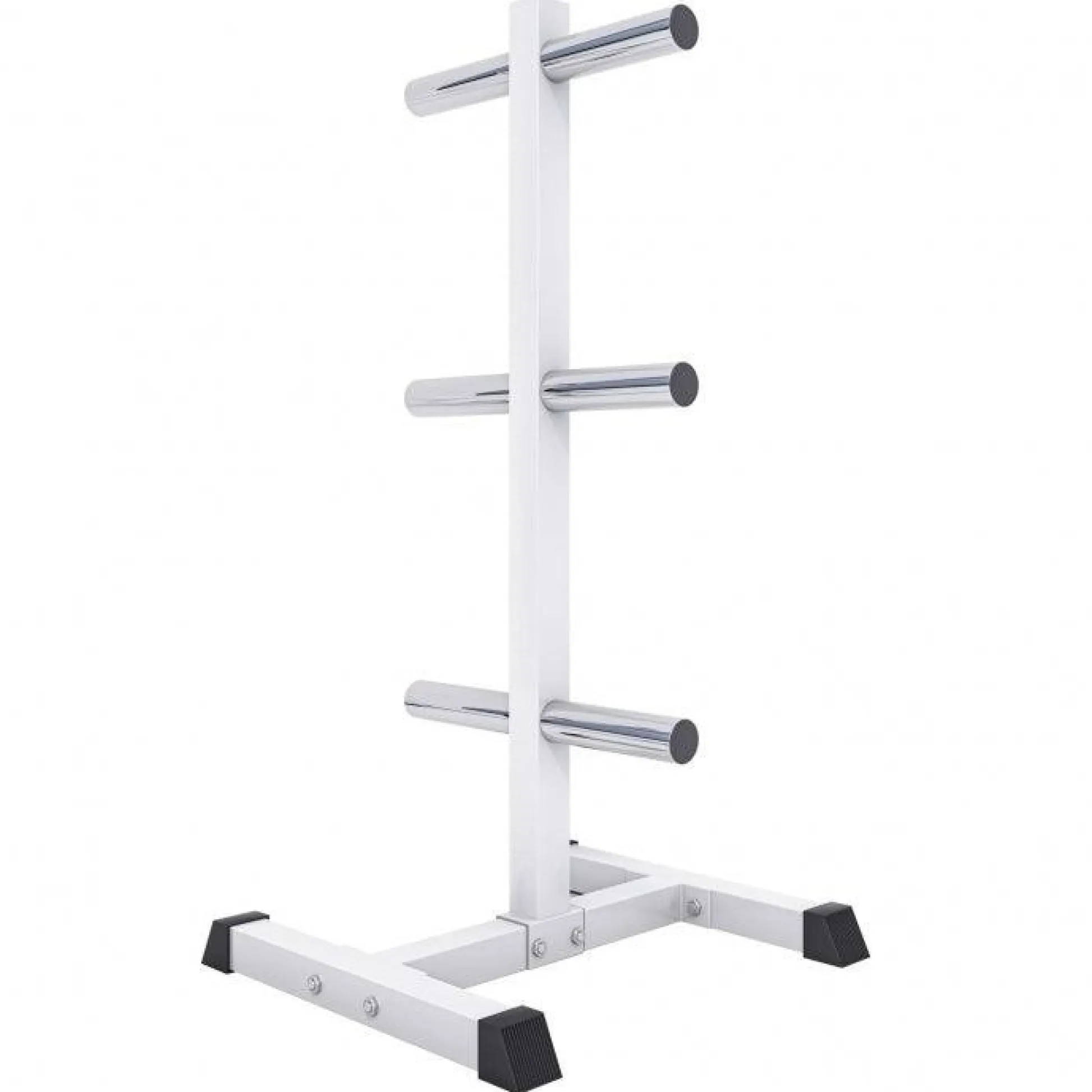 Gorilla Sports Hantelscheibenständer Olympia mit 3 Stangen - 6 Scheibenaufnahmen Weiss Clearance