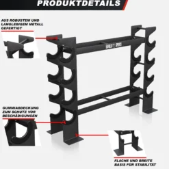 Gorilla Sports Hantelständer für Hanteln und Kettlebells Schwarz Discount