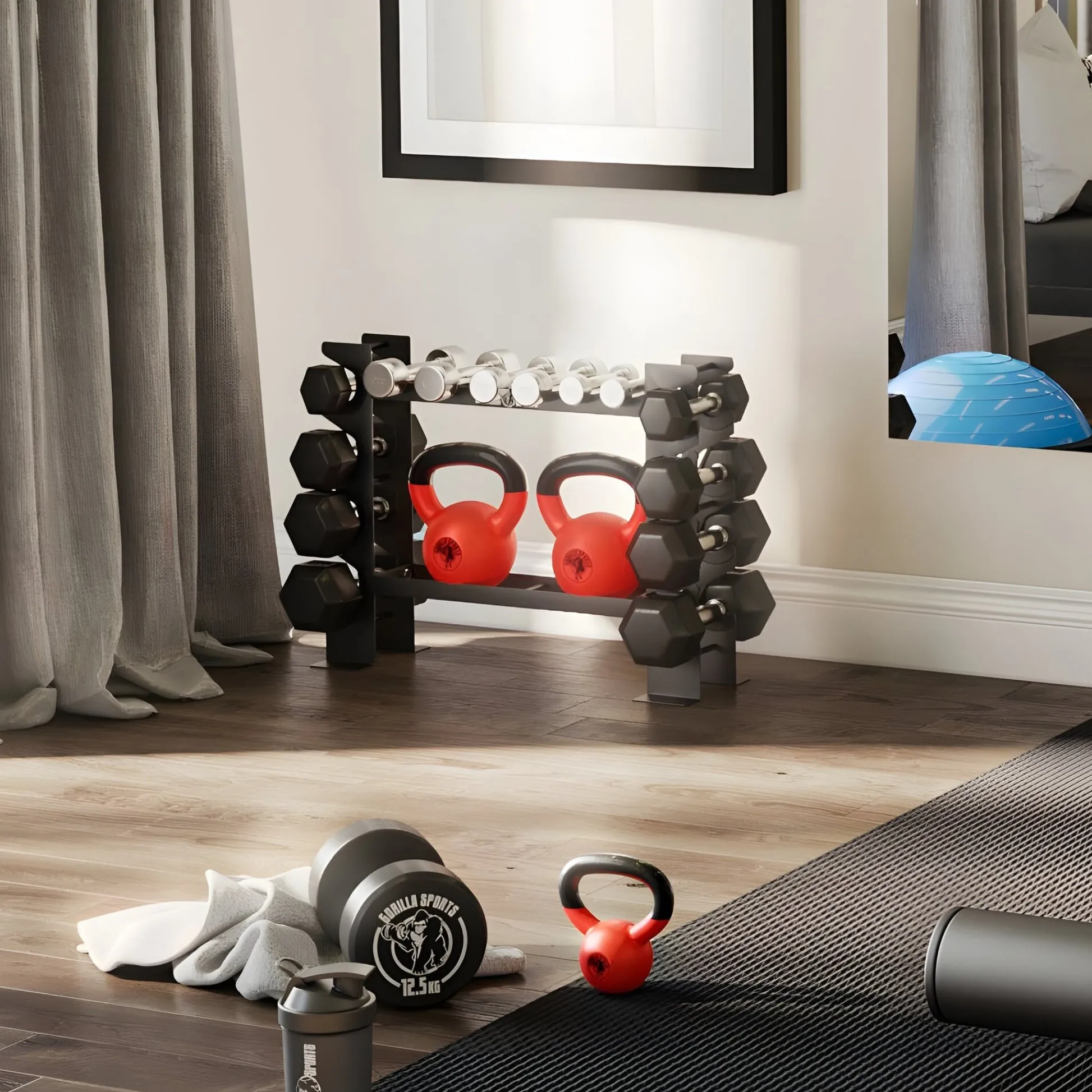 Gorilla Sports Hantelständer für Hanteln und Kettlebells Schwarz Discount