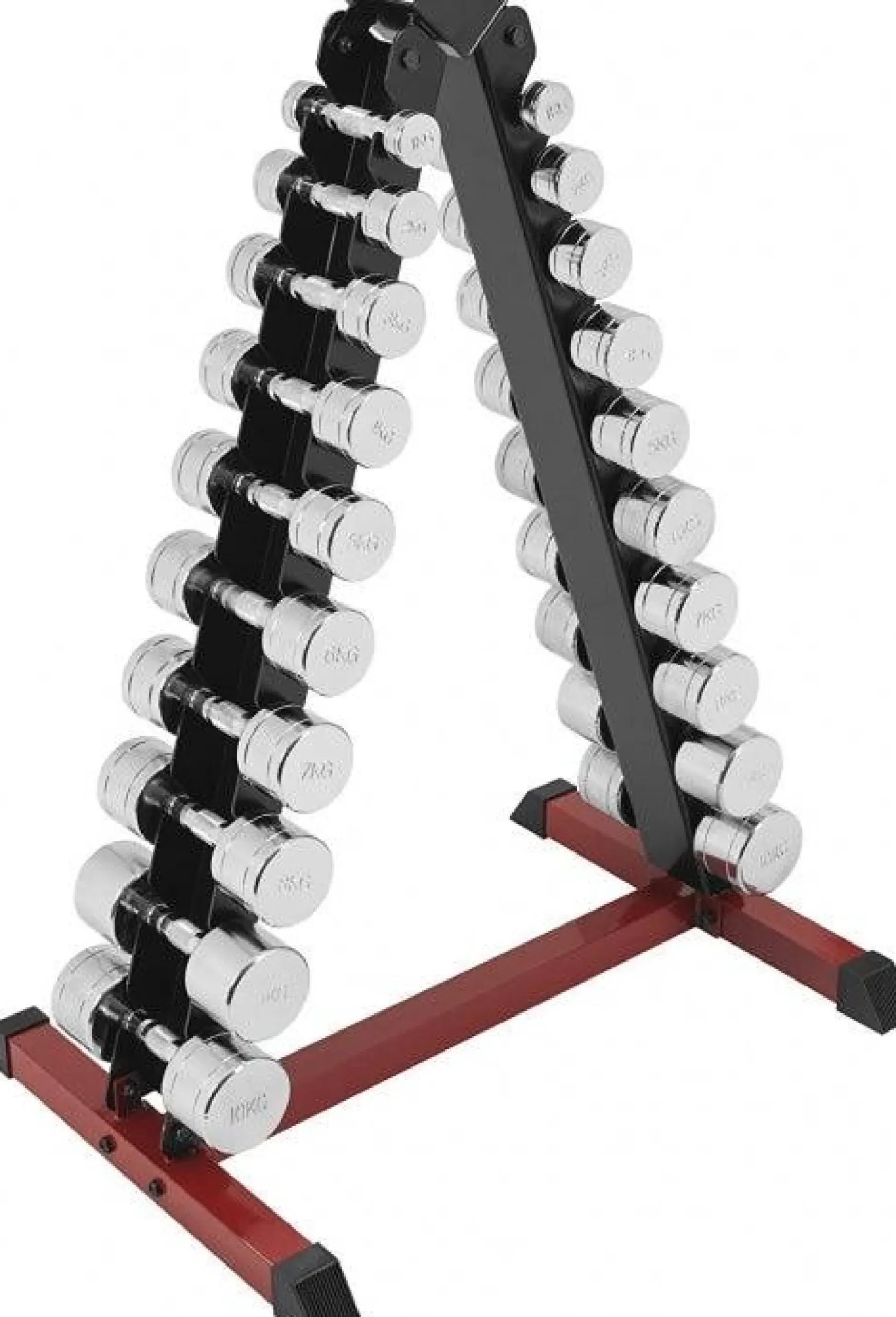 Gorilla Sports Hantelständer für 10 Kurzhantel-Paare Schwarz / Rot Best