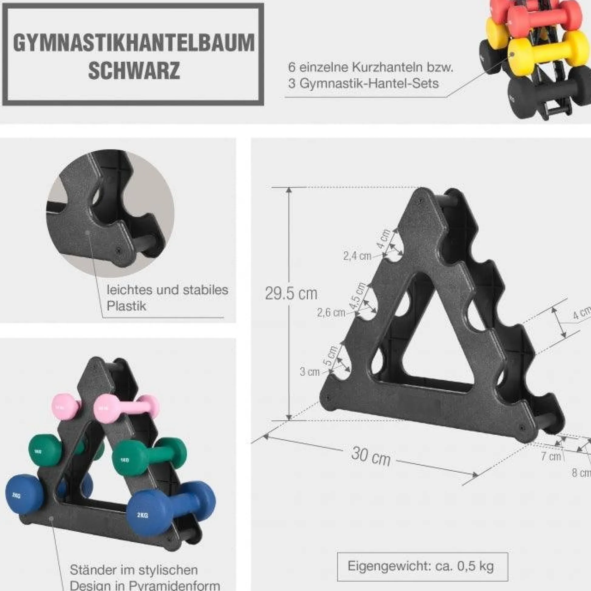 Gorilla Sports Hantelständer Gymnastik für 6 Hanteln Schwarz Online