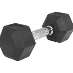 Gorilla Sports Hexagon Kurzhantel Gummi - 5-60 Pfund (2,3-27,2 kg) Chrom / Schwarz Online