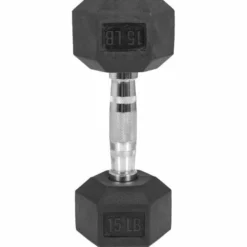 Gorilla Sports Hexagon Kurzhantel Gummi - 5-60 Pfund (2,3-27,2 kg) Chrom / Schwarz Clearance