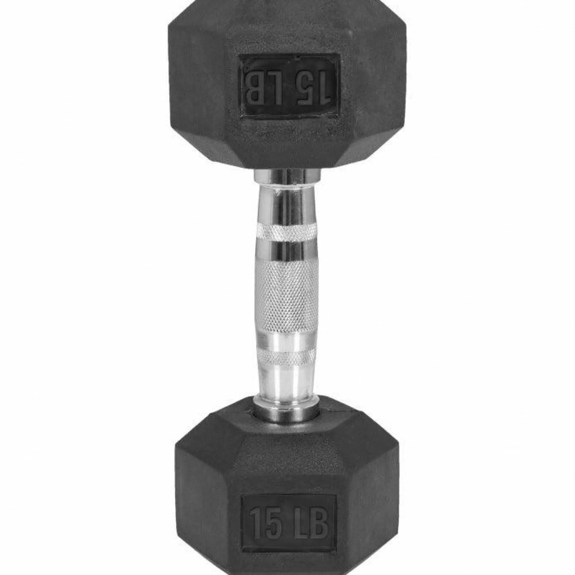 Gorilla Sports Hexagon Kurzhantel Gummi - 5-60 Pfund (2,3-27,2 kg) Chrom / Schwarz