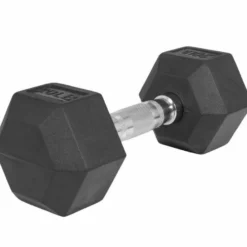 Gorilla Sports Hexagon Kurzhantel Gummi - 5-60 Pfund (2,3-27,2 kg) Chrom / Schwarz Hot