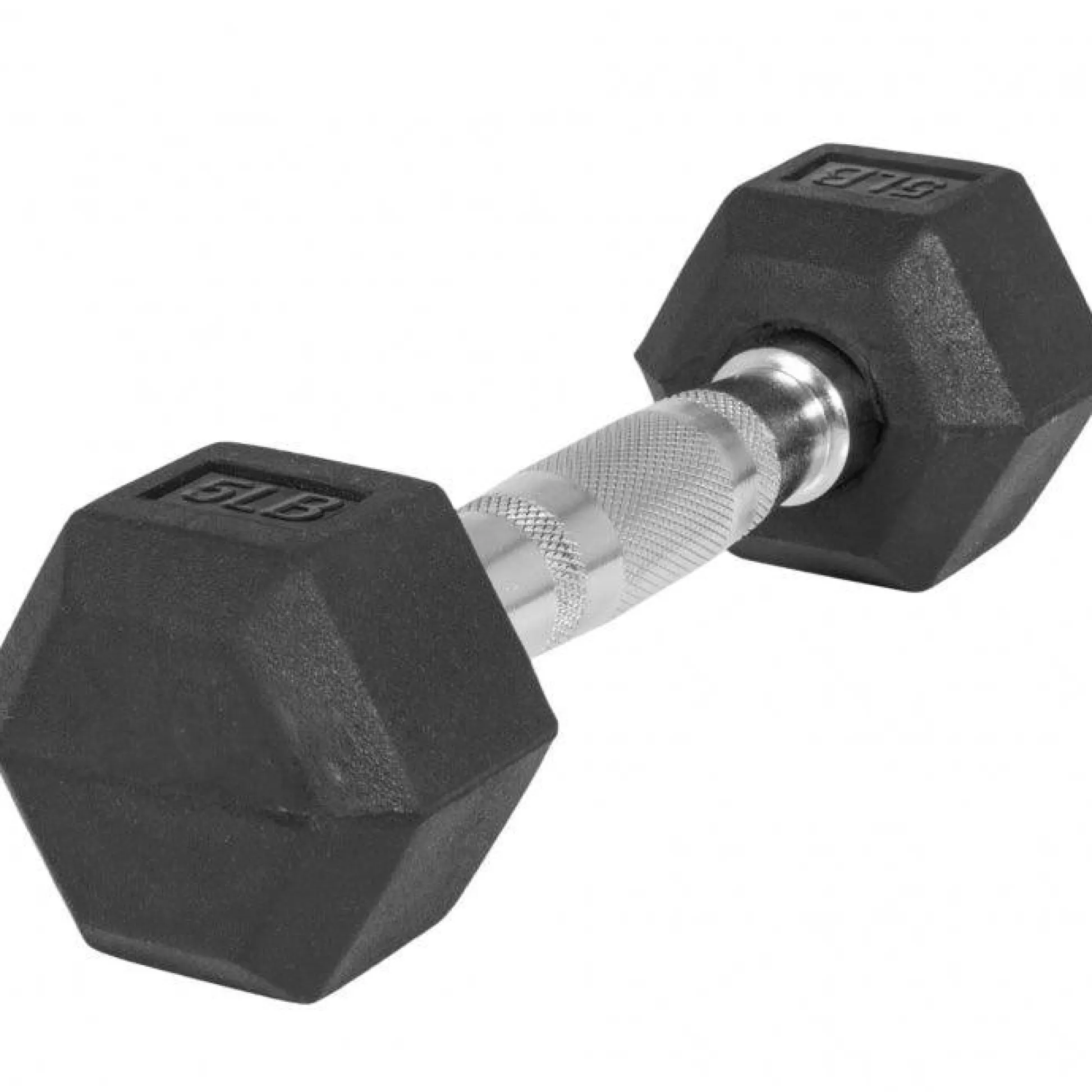 Gorilla Sports Hexagon Kurzhantel Gummi - 5-60 Pfund (2,3-27,2 kg) Chrom / Schwarz Clearance