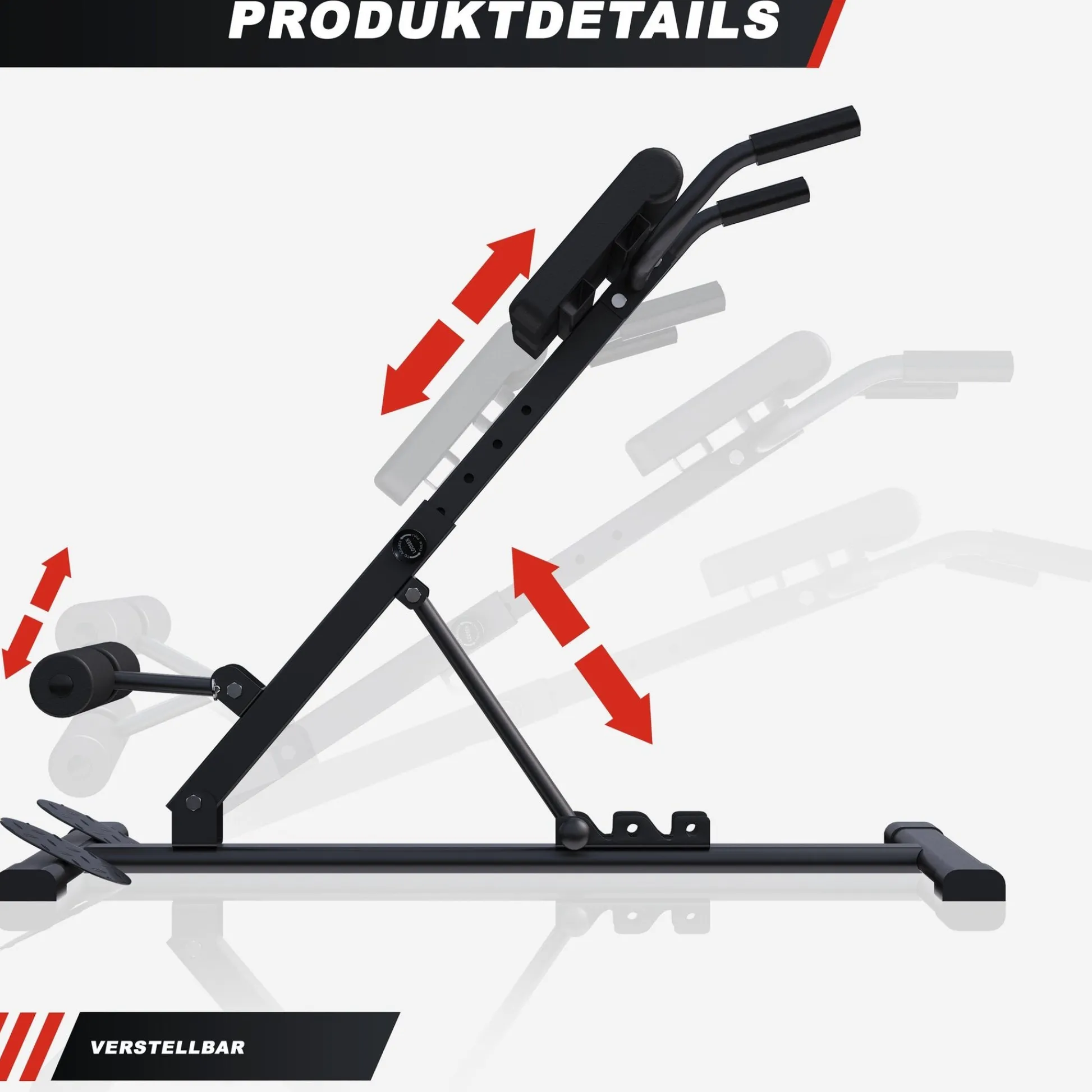 Gorilla Sports Hyperextension klappbar und verstellbar Schwarz New