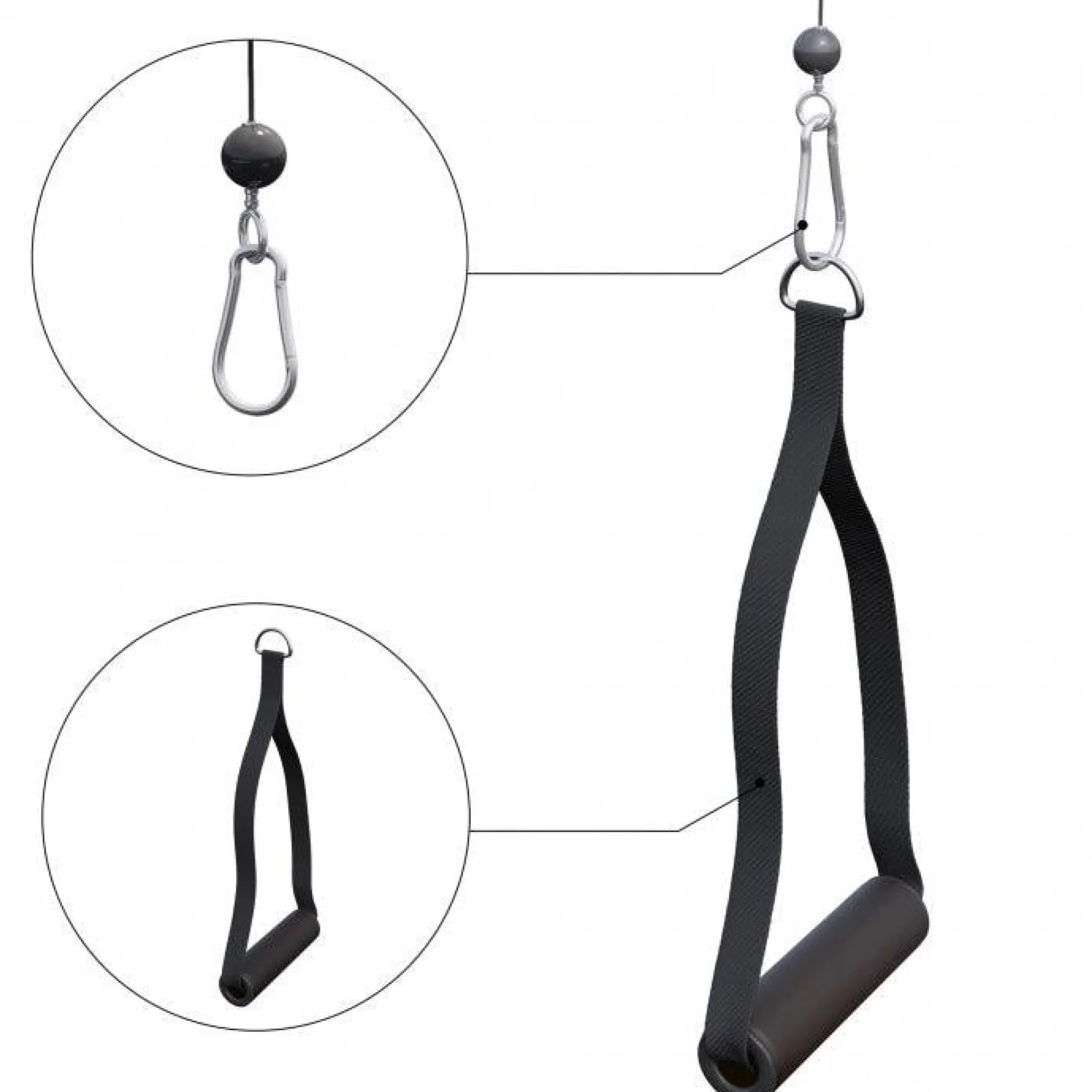 Gorilla Sports Kabelzug Einhandgriff 2er Set gepolstert Schwarz