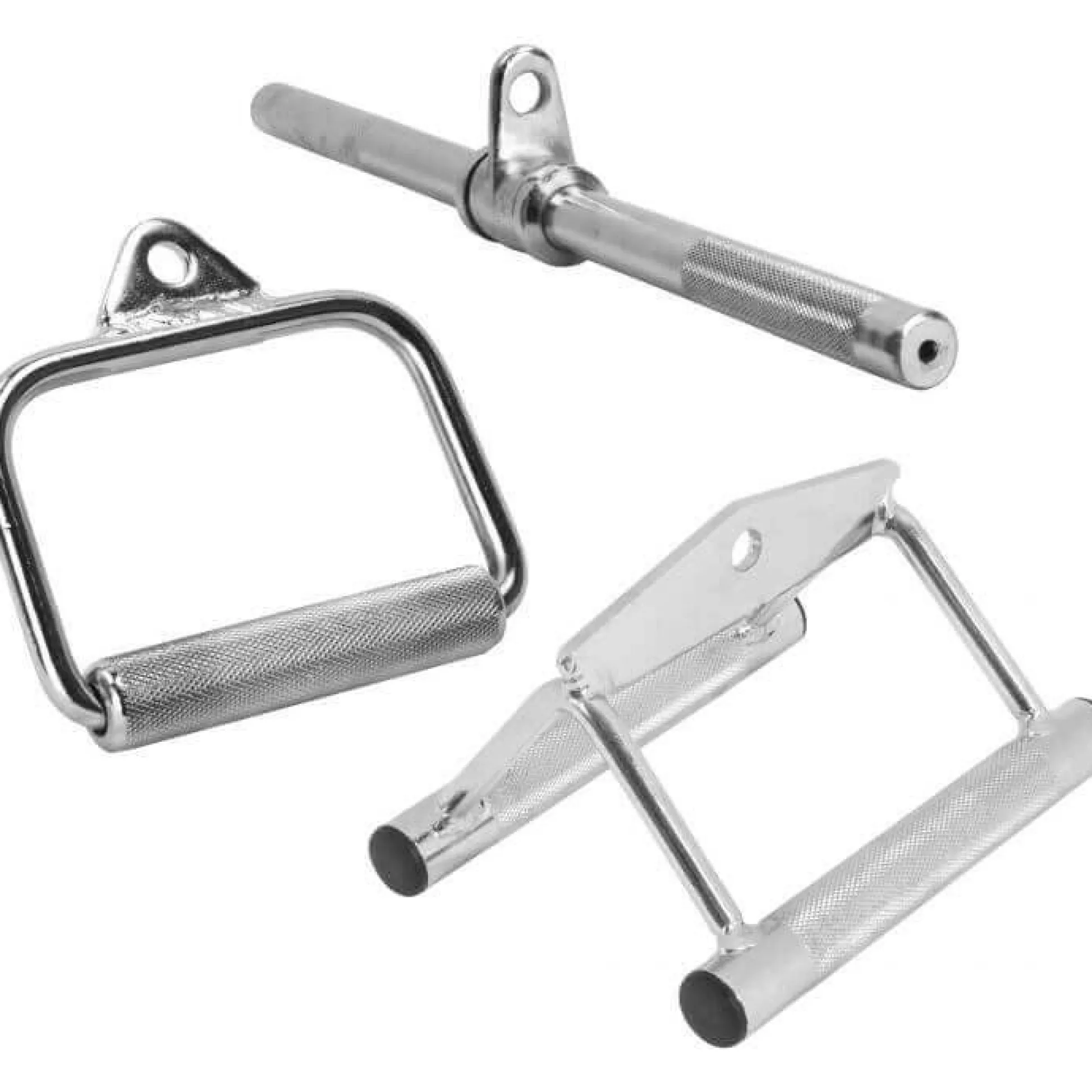Gorilla Sports Kabelzug Griffset mit Einhandgriff, Rudergriff, Trizeps- und Bizepsgriff Silber Clearance