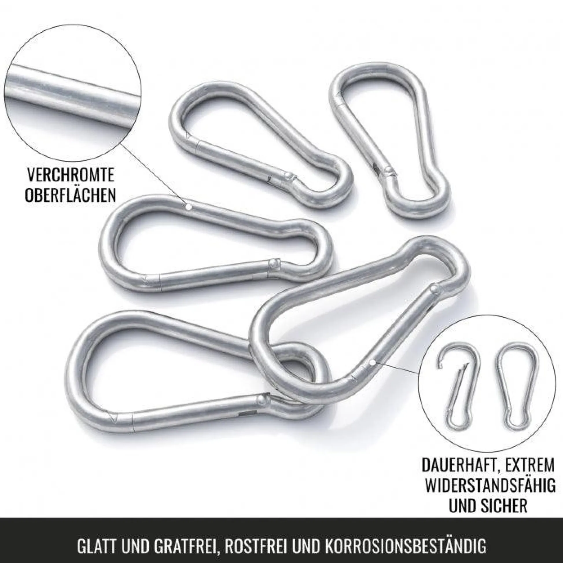 Gorilla Sports Karabiner 7 mm im 5er Set Silber Best