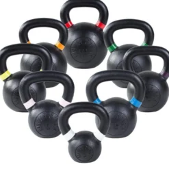 Gorilla Sports Kettlebell aus Gusseisen mit Farbmarkierung 4 - 32 kg Schwarz / Grün Online