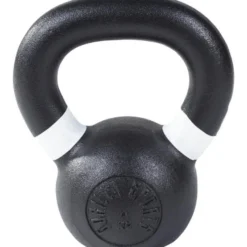 Gorilla Sports Kettlebell aus Gusseisen mit Farbmarkierung 4 - 32 kg Schwarz / Weiss