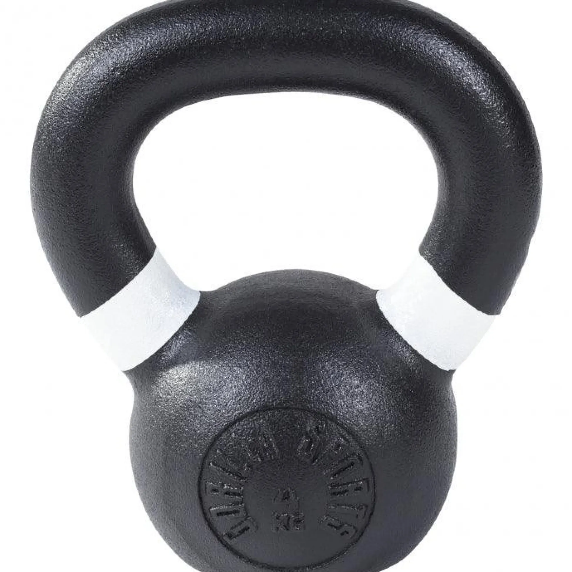 Gorilla Sports Kettlebell aus Gusseisen mit Farbmarkierung 4 - 32 kg Schwarz / Weiss