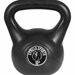 Gorilla Sports Kettlebell aus Kunststoff 10-45 Pfund (4,5-20,4 kg), Schwarz