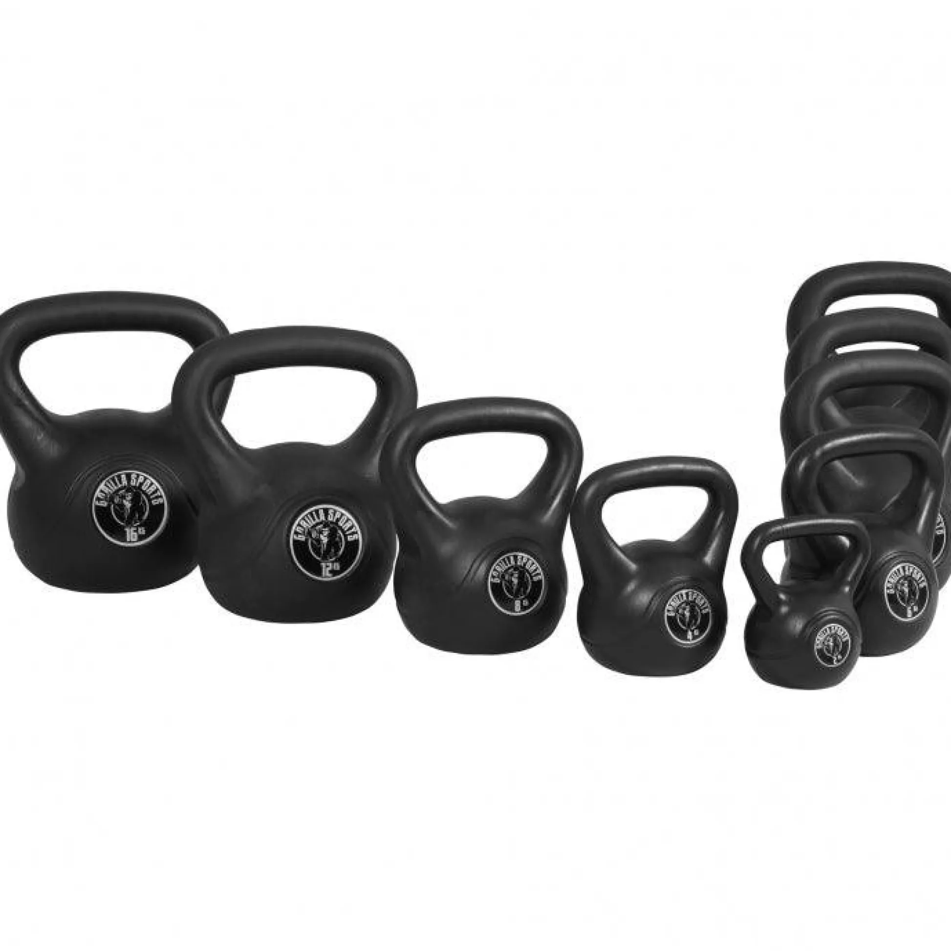 Gorilla Sports Kettlebell aus Kunststoff 10-45 Pfund (4,5-20,4 kg), Schwarz Hot