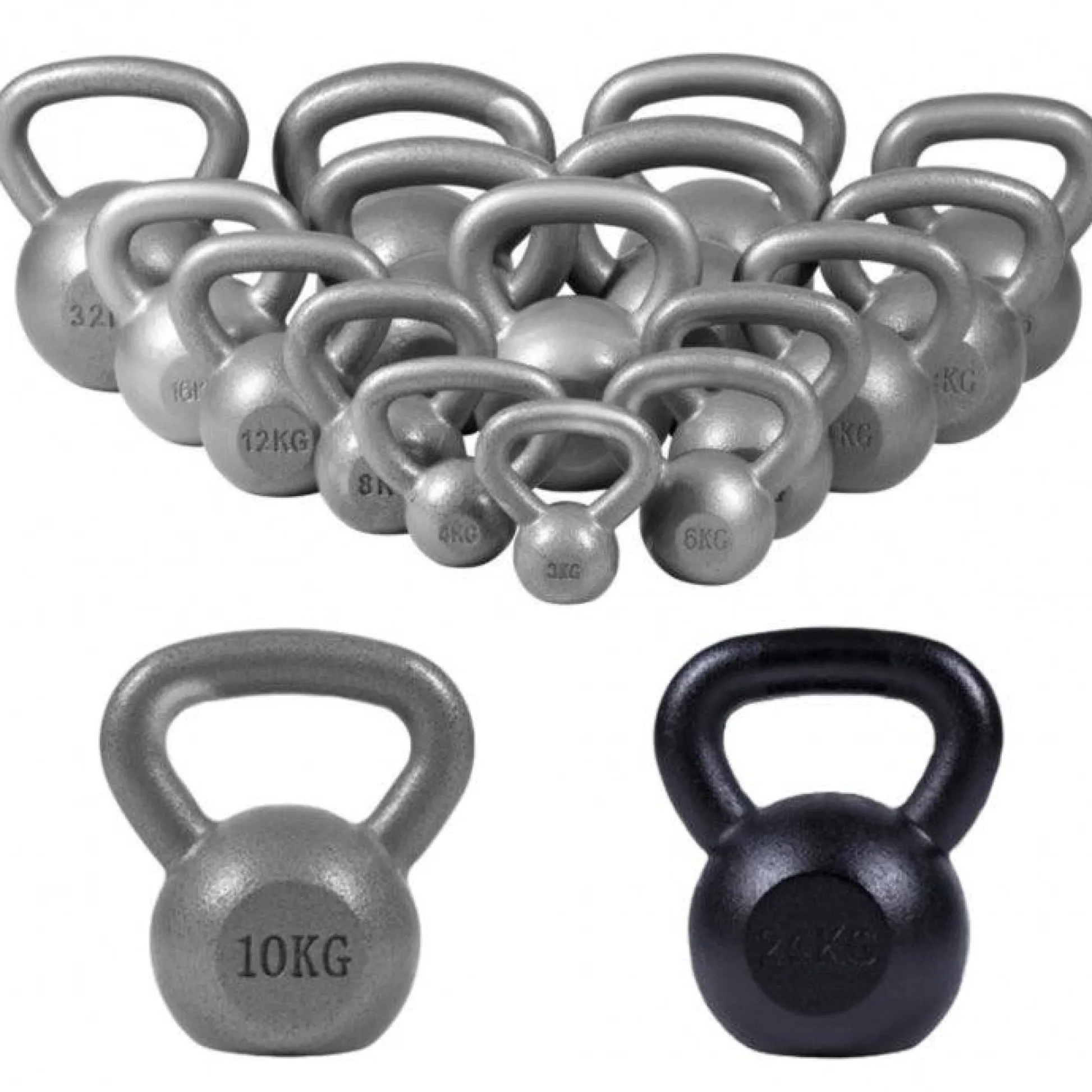 Gorilla Sports Kettlebell Gusseisen 2 - 32 kg Schwarz Hot