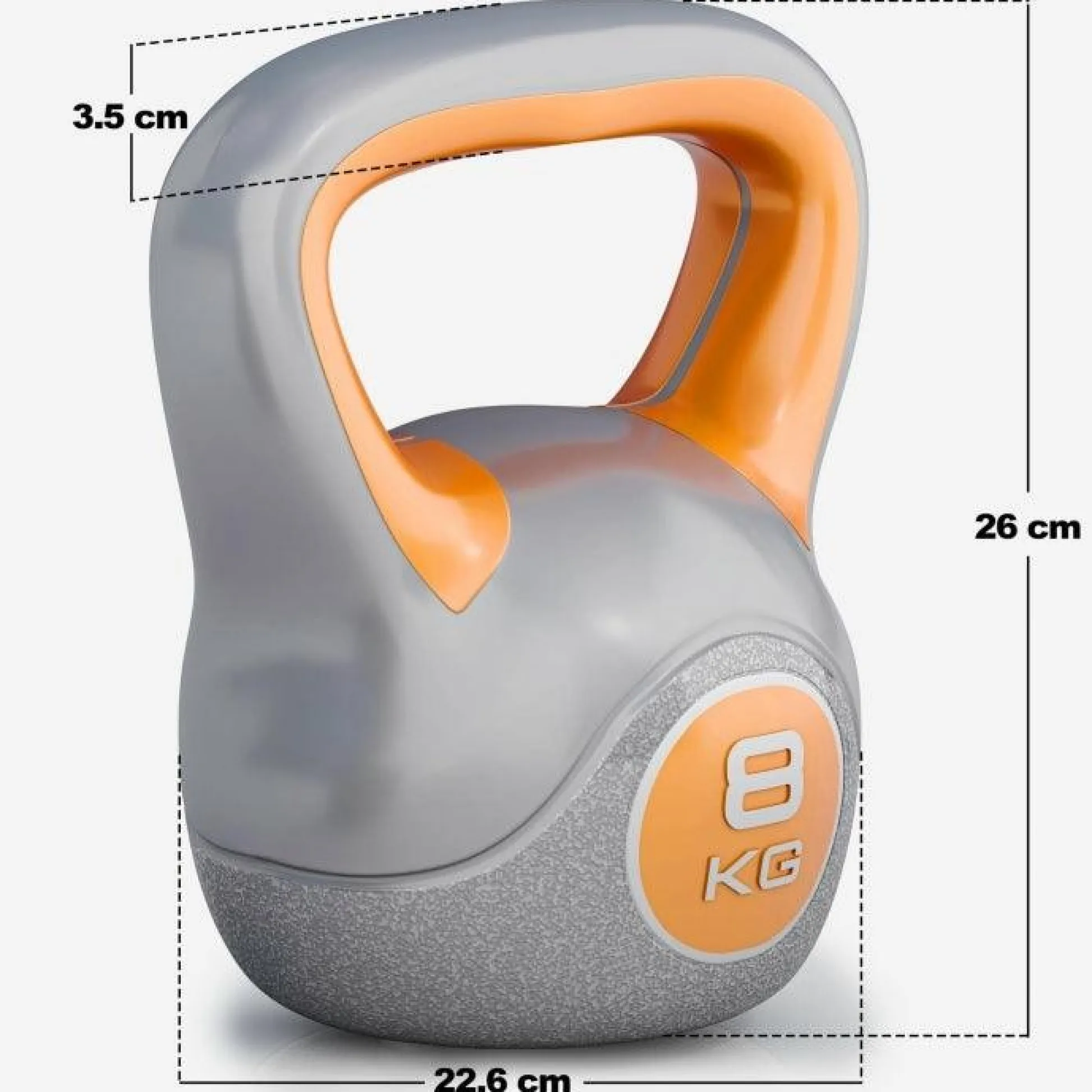 Gorilla Sports Kettlebell Kunststoff grau 2 - 20 kg Grau / Gelb New
