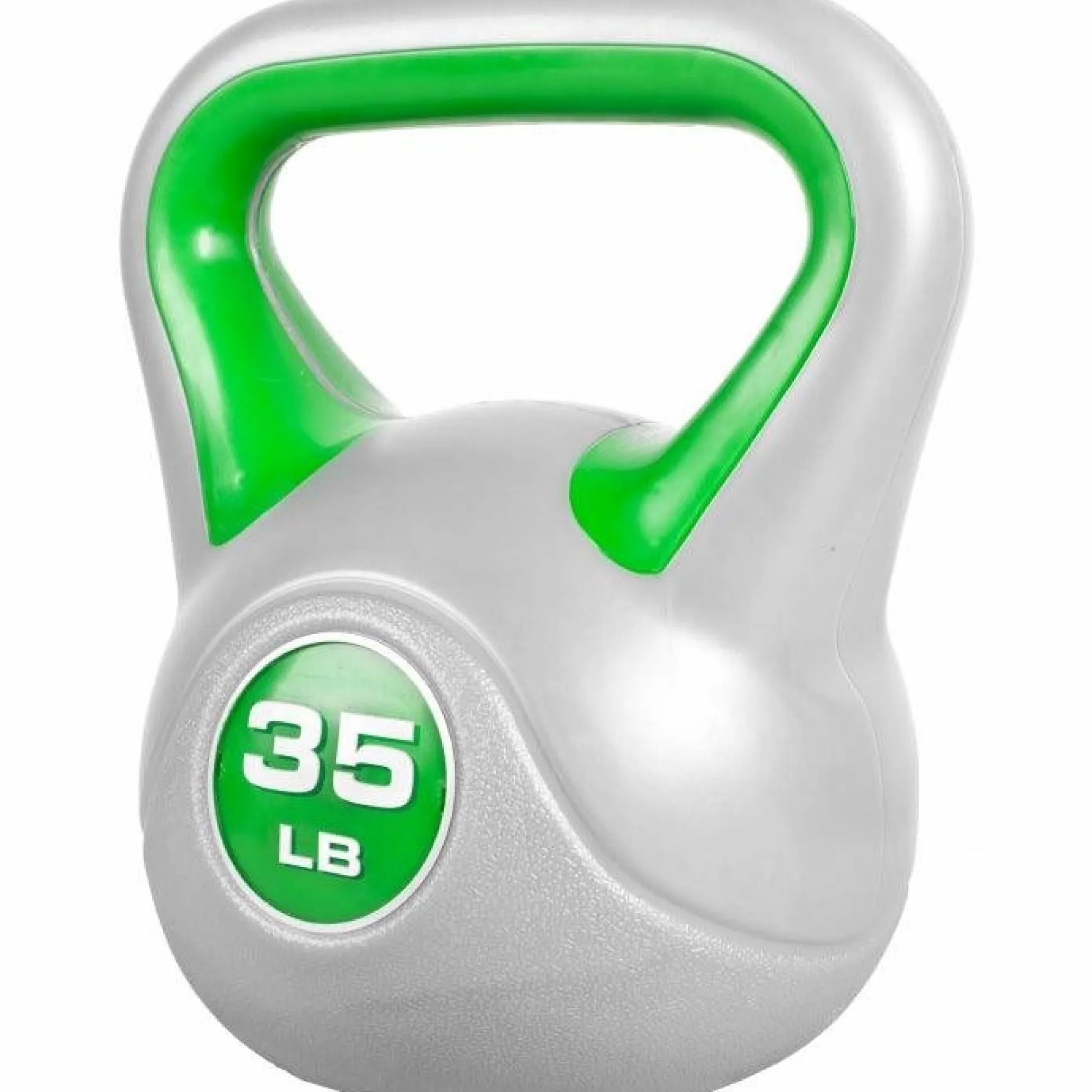 Gorilla Sports Kettlebell Stylish - 5 - 45 Pfund, Zement, Kunststoffabdeckung Grau / Hellgrün Hot