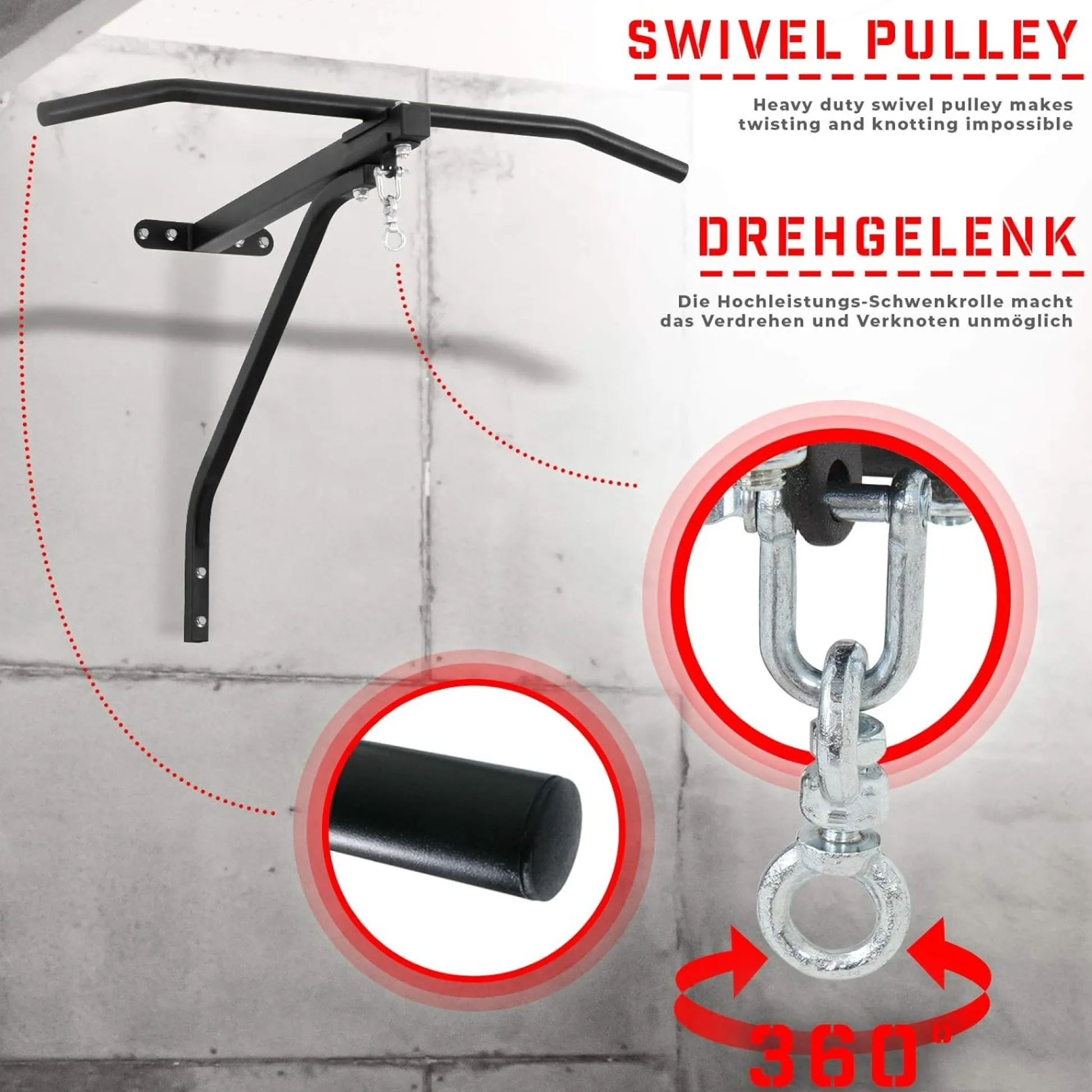 Physionics Klimmzugstange mit Boxsack Wandhalterung Schwarz Discount