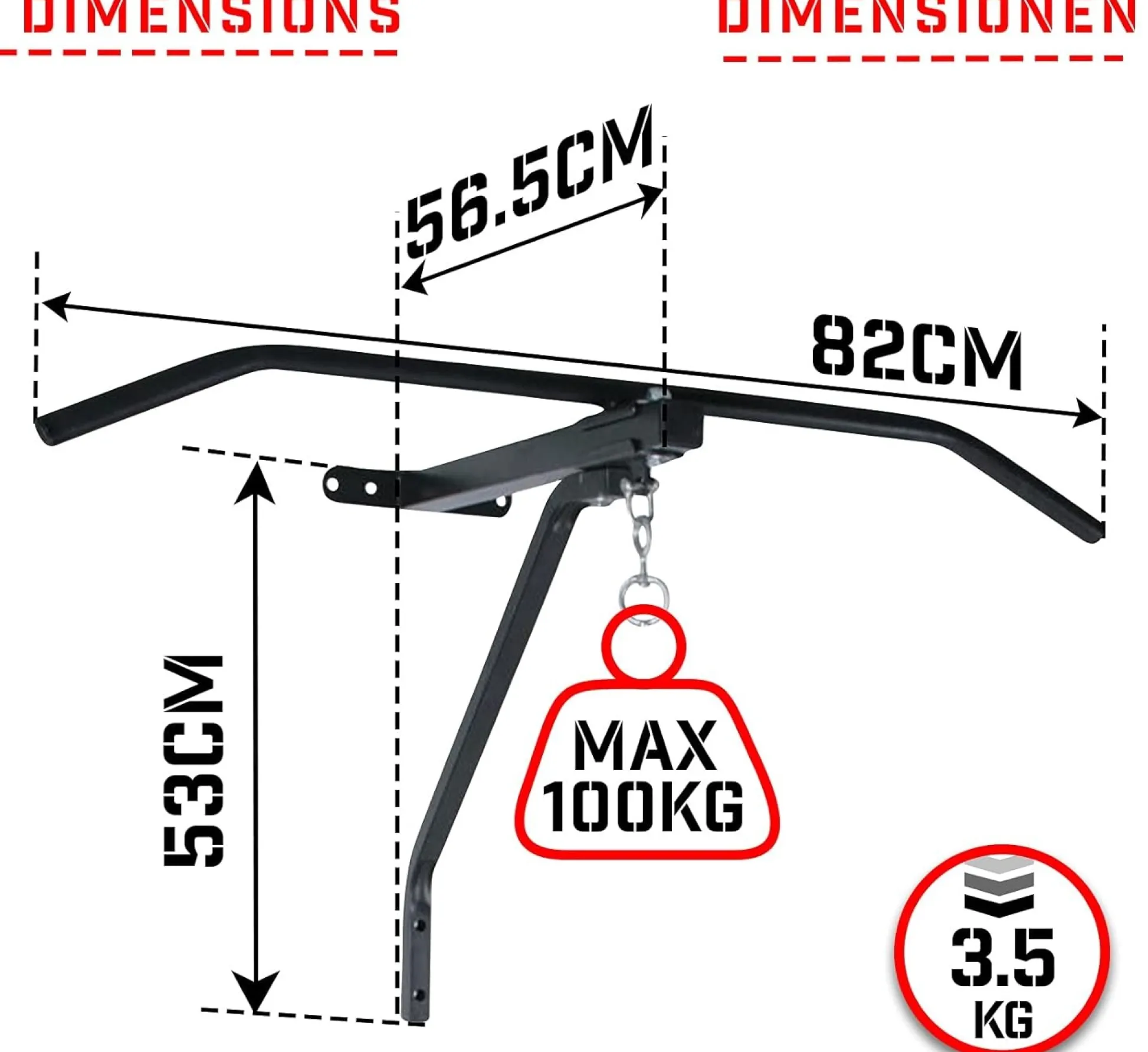 Physionics Klimmzugstange mit Boxsack Wandhalterung Schwarz Discount
