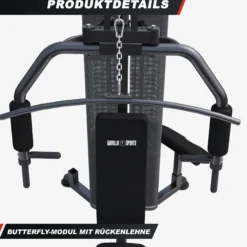 Gorilla Sports Kraftstation Home Gym inkl, Steckgewichte Schwarz Discount