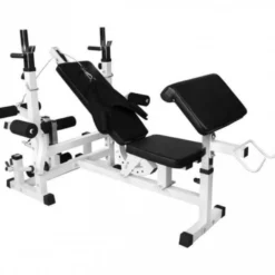 Gorilla Sports Kraftstation Universal inkl, Latzugturm, Langhantel Set Kunststoff Gripper und Bodenschutzmatten Schwarz / Rot / Silber Best