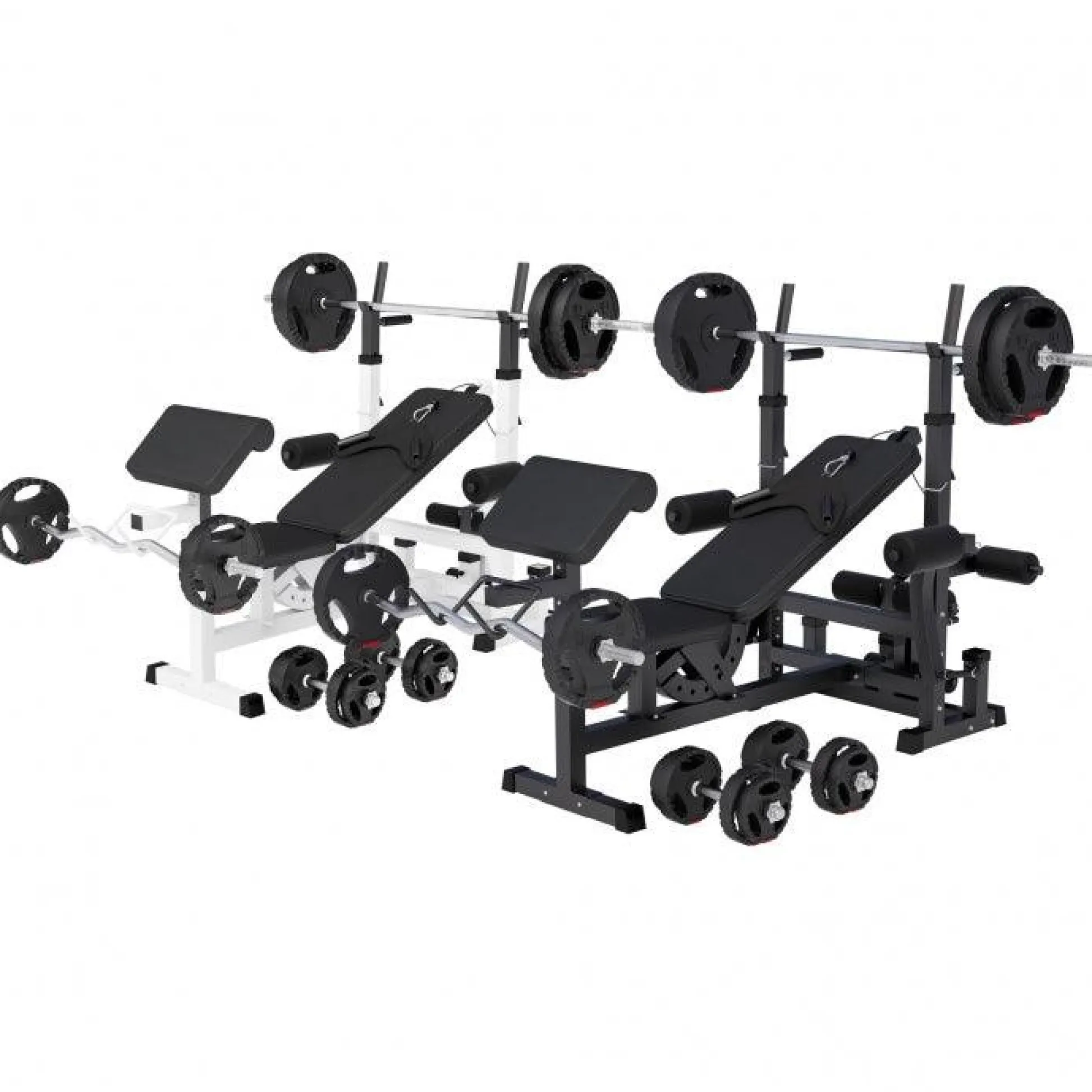 Gorilla Sports Kraftstation Universal inkl, Langhantel Set Kunststoff Gripper 100 kg Weiss Sale
