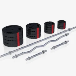 Gorilla Sports Kraftstation Universal inkl, Langhantel Set Kunststoff Gripper 100 kg Weiss Clearance