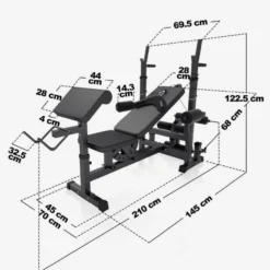 Gorilla Sports Kraftstation Universal inkl, Latzugturm, Langhantel Set Kunststoff Gripper und Bodenschutzmatten Weiss / Rot / Silber Online