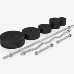 Gorilla Sports Kraftstation Universal inkl, Langhantel Set, Latzugturm und Bodenschutzmatten Schwarz Clearance