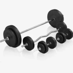 Gorilla Sports Kraftstation Universal inkl, Langhantel Set, Latzugturm und Bodenschutzmatten Schwarz Clearance