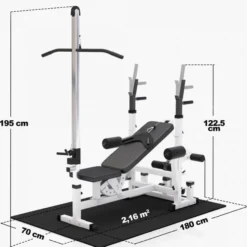 Gorilla Sports Kraftstation Universal inkl, Langhantel Set, Latzugturm und Bodenschutzmatten Schwarz Clearance