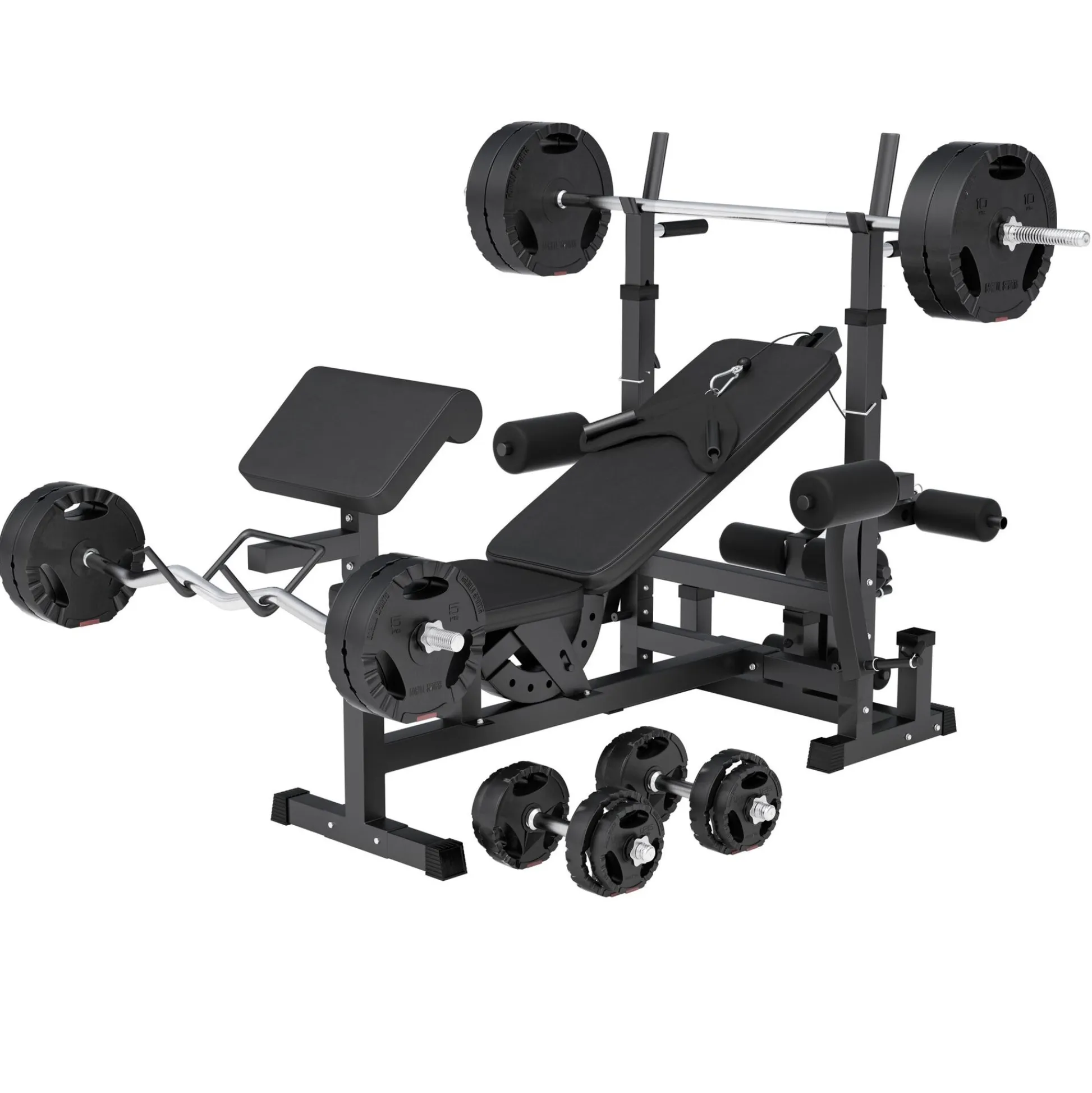 Gorilla Sports Kraftstation Universal inkl, Langhantel Set Kunststoff Gripper 100 kg Schwarz Best