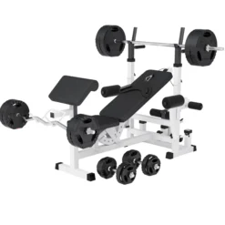 Gorilla Sports Kraftstation Universal inkl, Langhantel Set Kunststoff Gripper 100 kg Schwarz Best