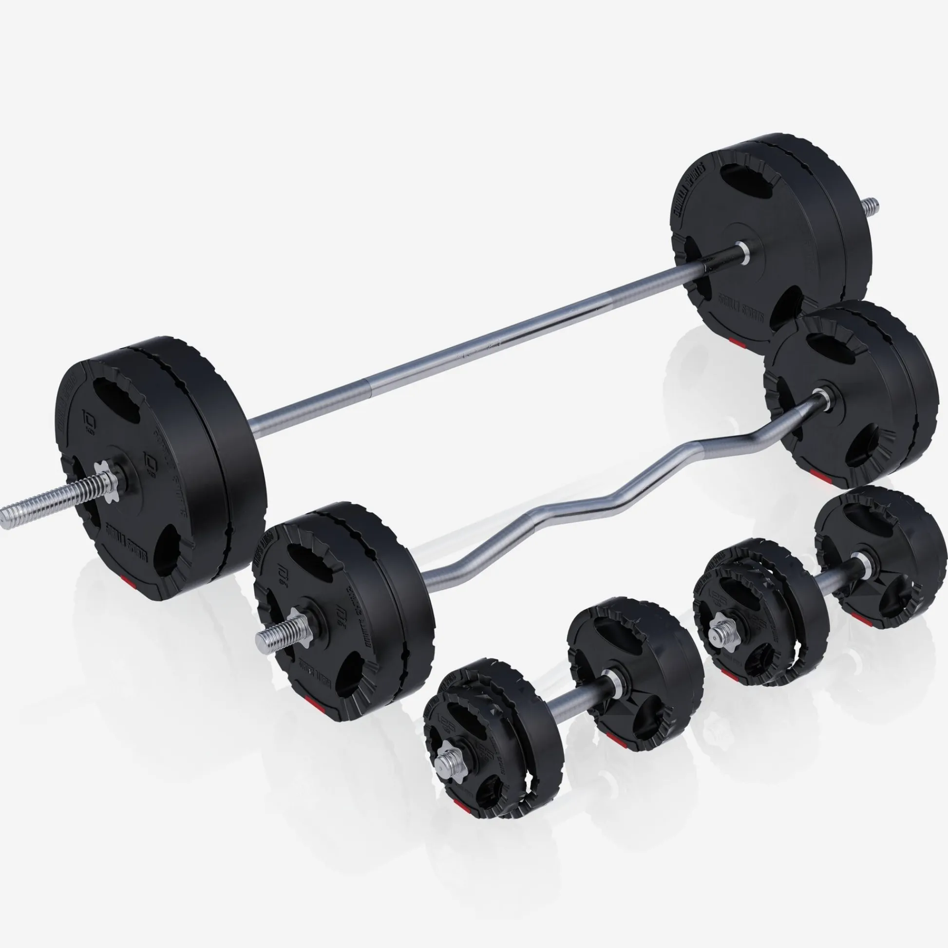 Gorilla Sports Kraftstation Universal inkl, Langhantel Set Kunststoff Gripper 100 kg Schwarz Best