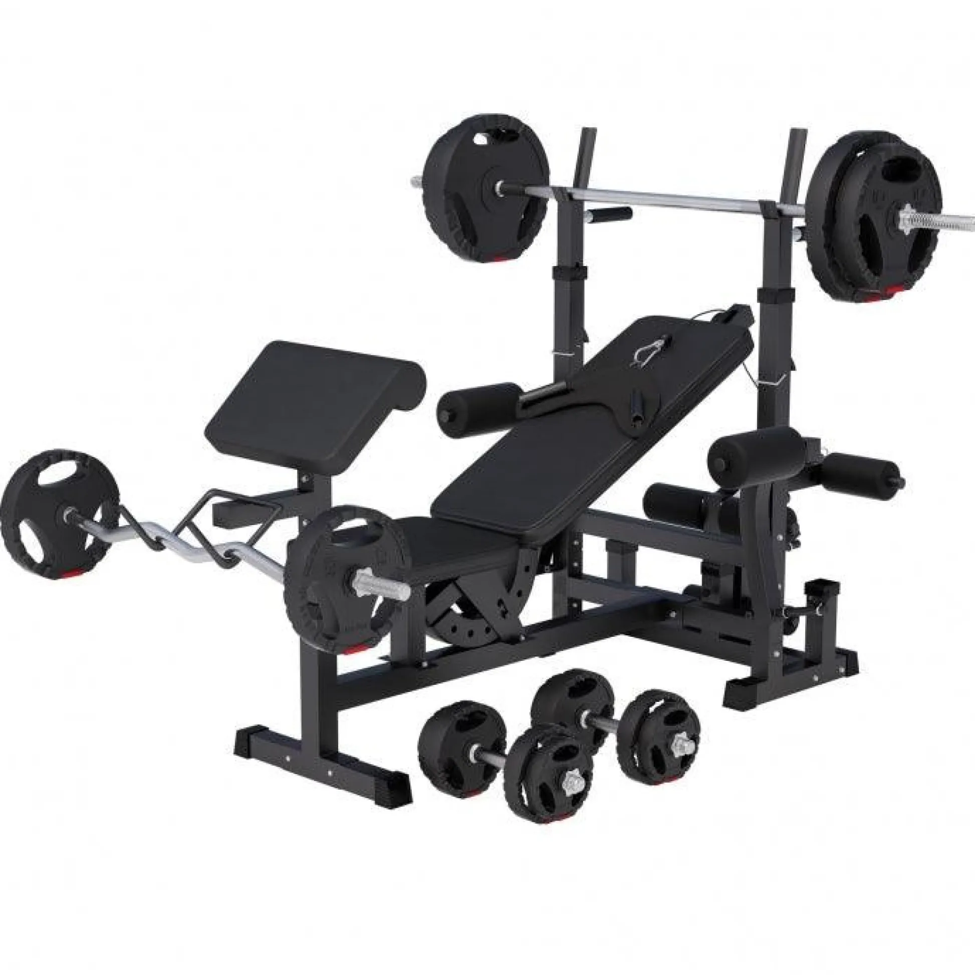 Gorilla Sports Kraftstation Universal inkl, Langhantel Set Kunststoff Gripper 100 kg Schwarz Discount