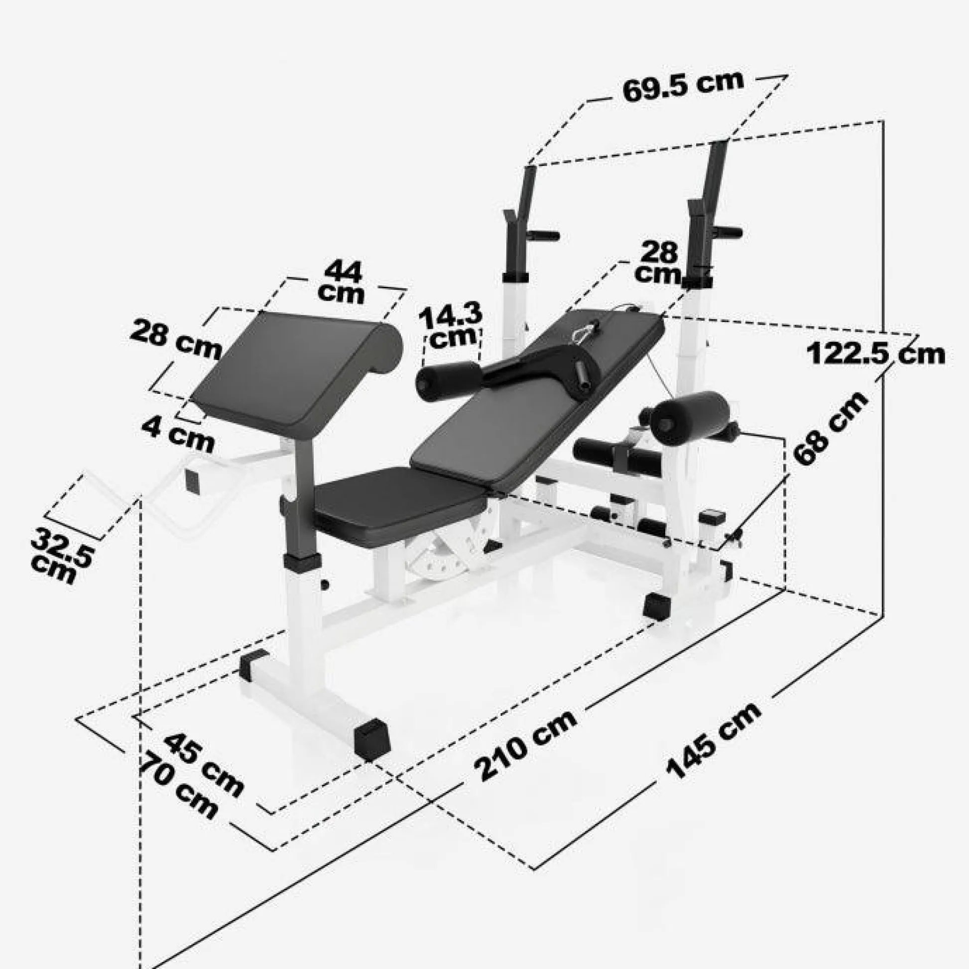 Gorilla Sports Kraftstation Universal inkl, Langhantel Set Kunststoff 40/70/100 kg Weiss Best