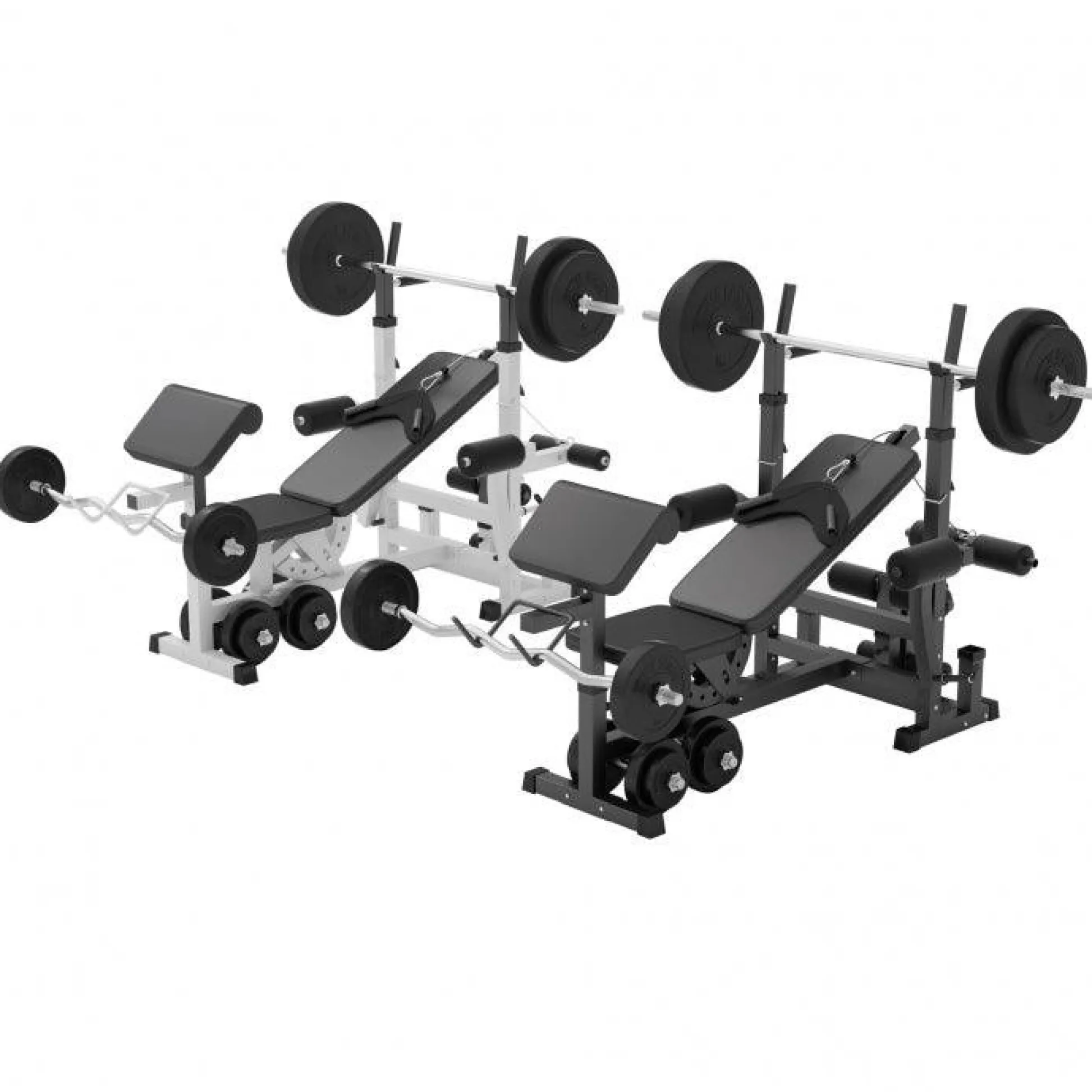 Gorilla Sports Kraftstation Universal inkl, Langhantel Set Kunststoff 40/70/100 kg Weiss Best