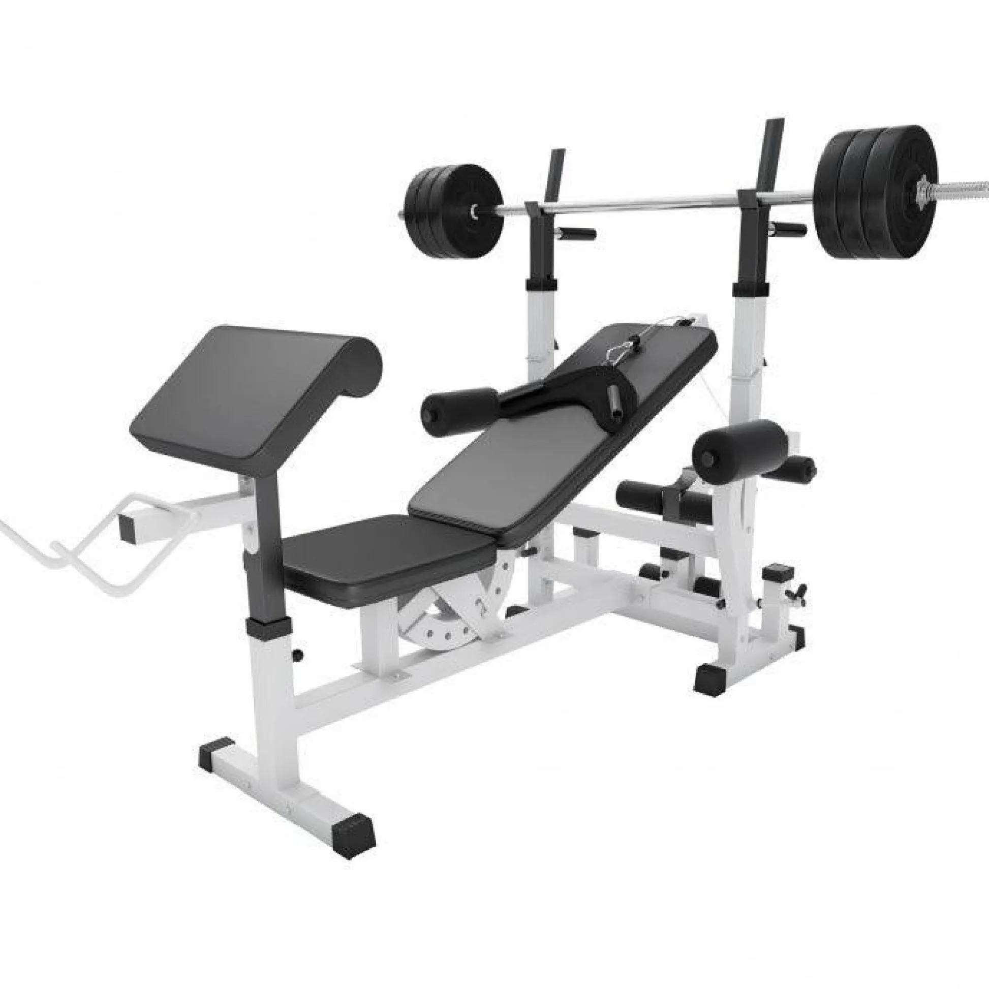Gorilla Sports Kraftstation Universal inkl, Langhantel Set Kunststoff 40/70/100 kg Weiss Outlet