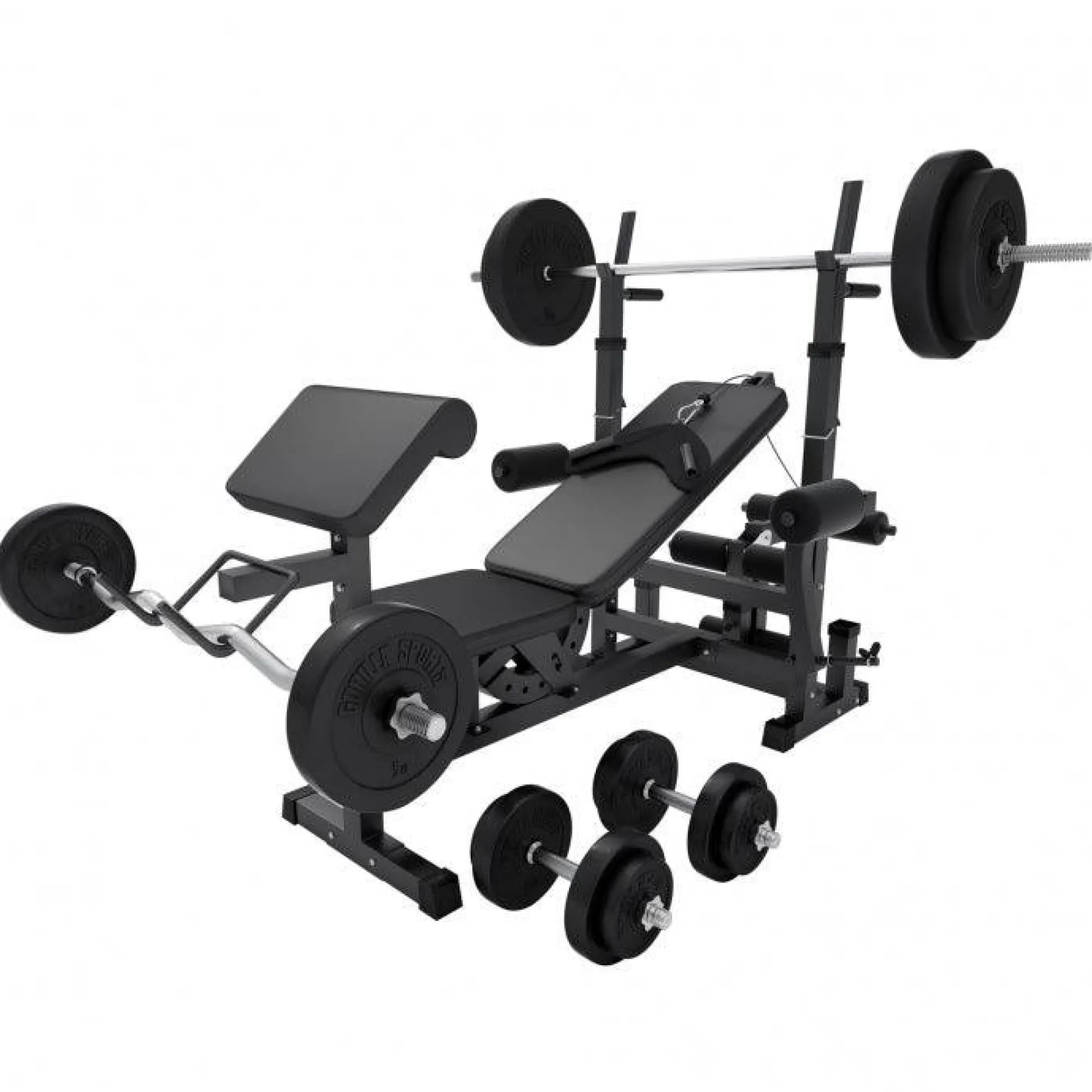 Gorilla Sports Kraftstation Universal inkl, Langhantel Set Kunststoff 40/70/100 kg Schwarz Outlet