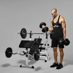 Gorilla Sports Kraftstation Universal inkl, Langhantel Set Kunststoff 40/70/100 kg Schwarz Hot