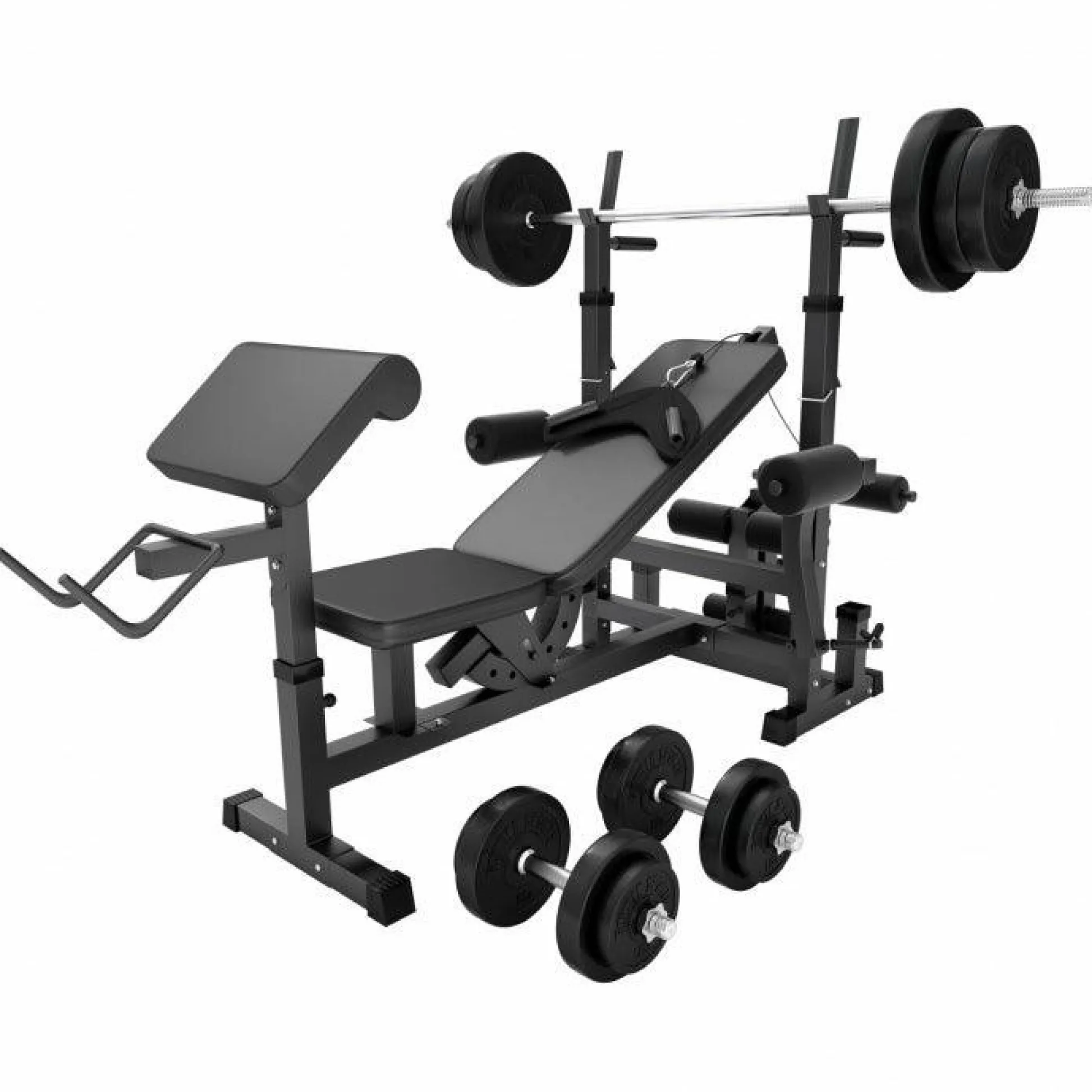 Gorilla Sports Kraftstation Universal inkl, Langhantel Set Kunststoff 40/70/100 kg Schwarz Hot
