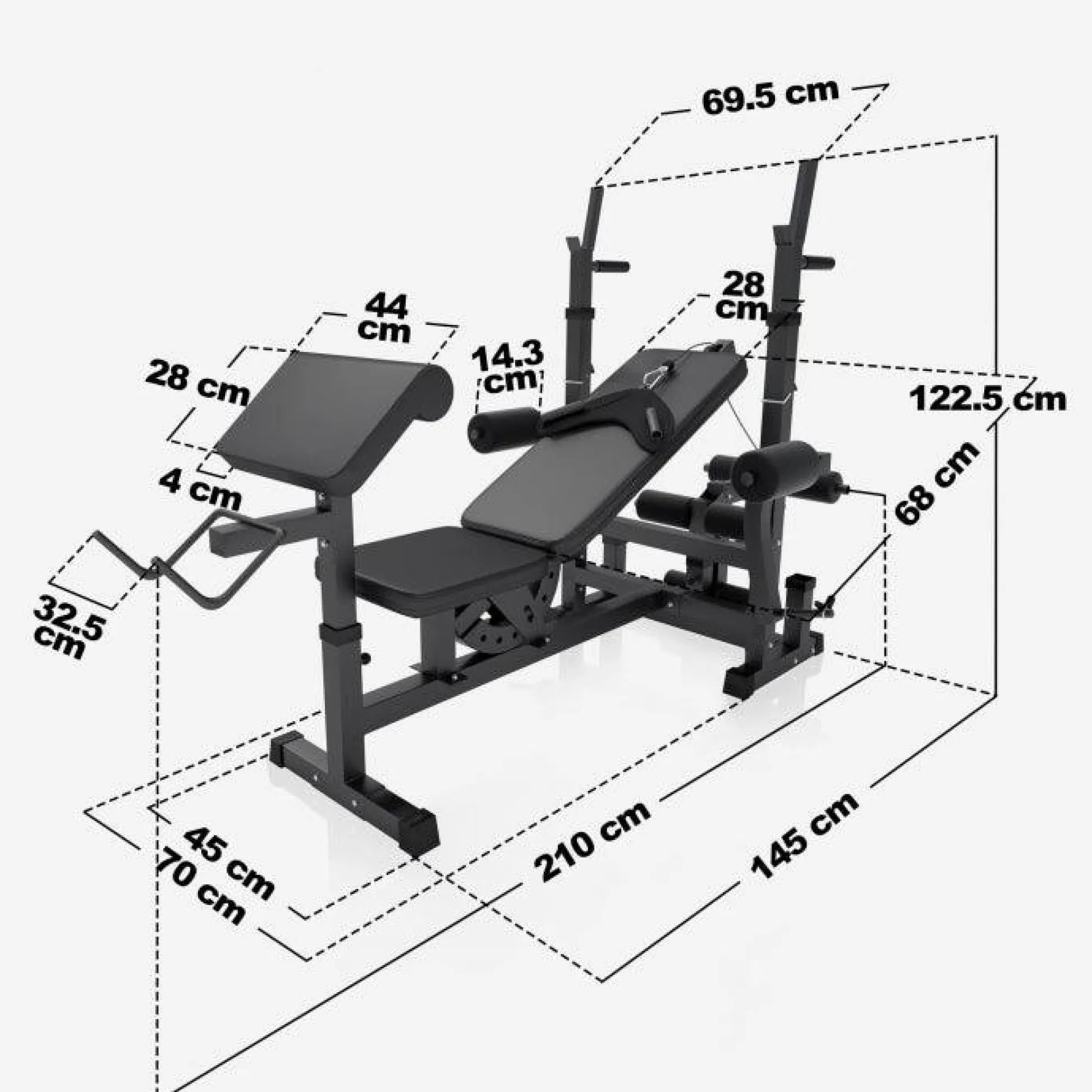 Gorilla Sports Kraftstation Universal inkl, Langhantel Set Gusseisen 108 kg Schwarz Hot