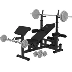 Gorilla Sports Kraftstation Universal inkl, Langhantel Set Gusseisen 108 kg Schwarz Hot