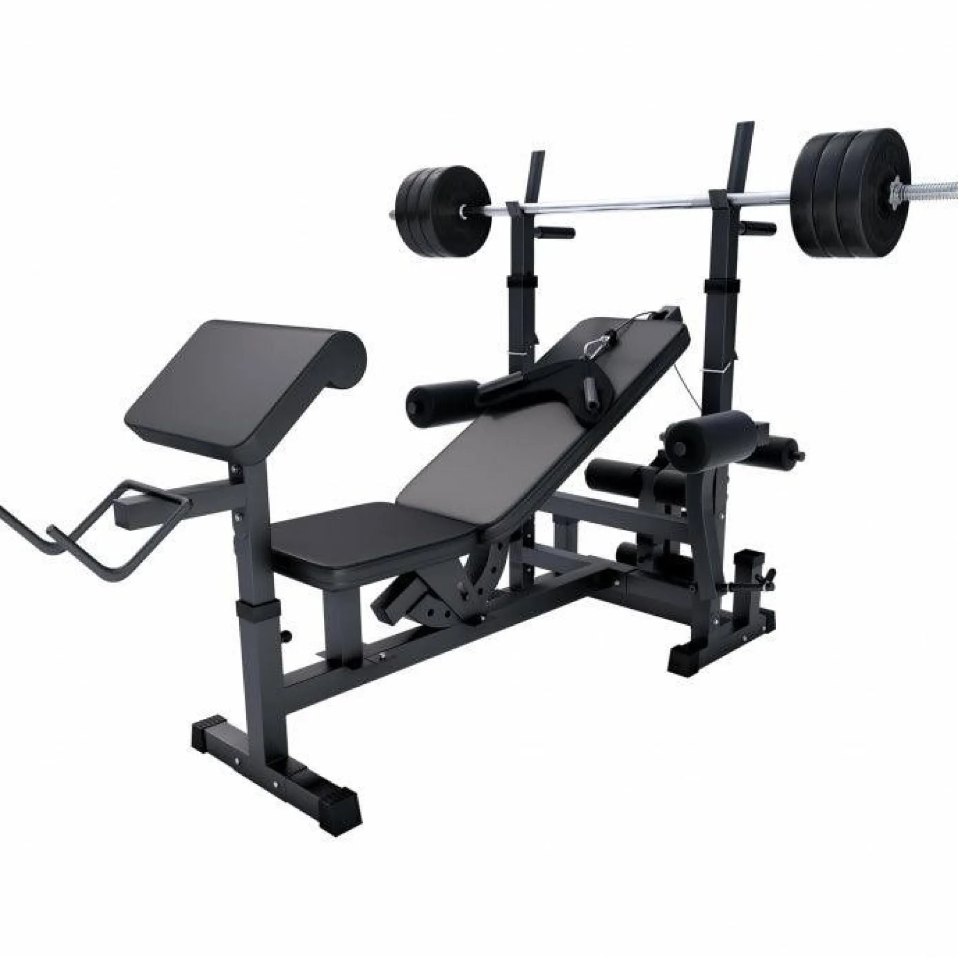 Gorilla Sports Kraftstation Universal inkl, Langhantel Set Kunststoff 40/70/100 kg Schwarz Hot