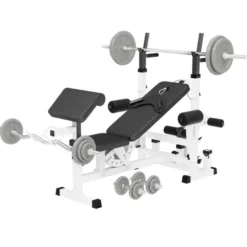 Gorilla Sports Kraftstation Universal inkl, Langhantel Set Gusseisen 108 kg Weiss Online