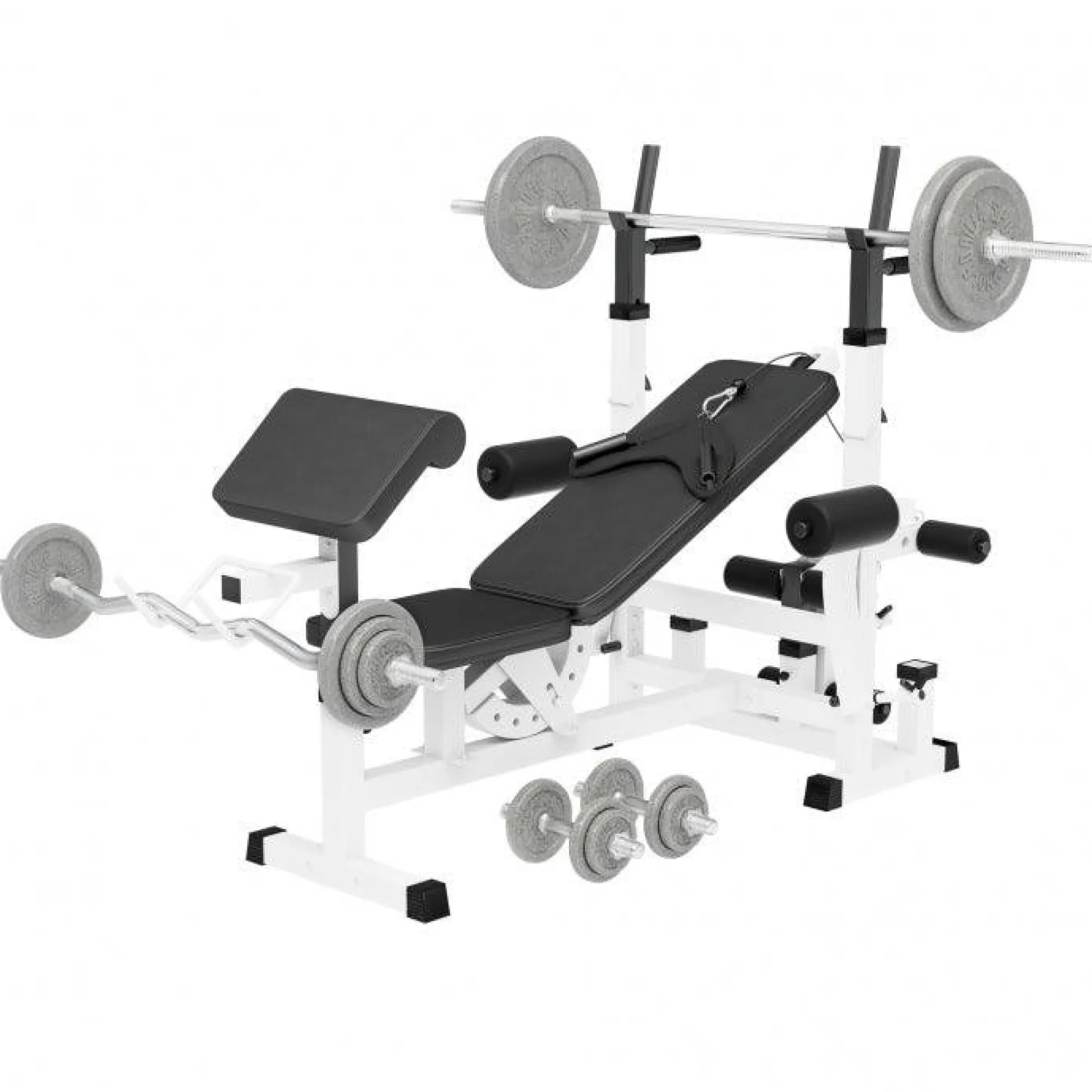 Gorilla Sports Kraftstation Universal inkl, Langhantel Set Gusseisen 108 kg Weiss Online