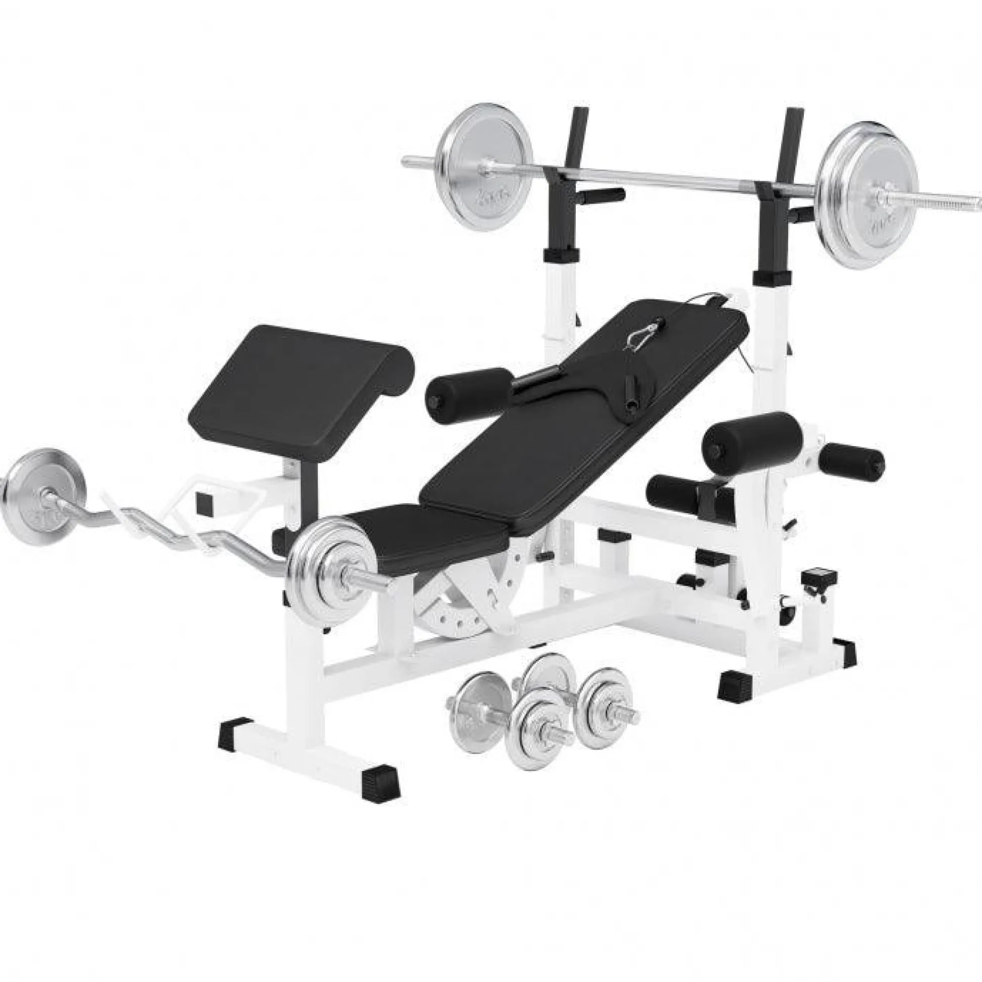 Gorilla Sports Kraftstation Universal Set Chrom 108 kg Weiss Clearance