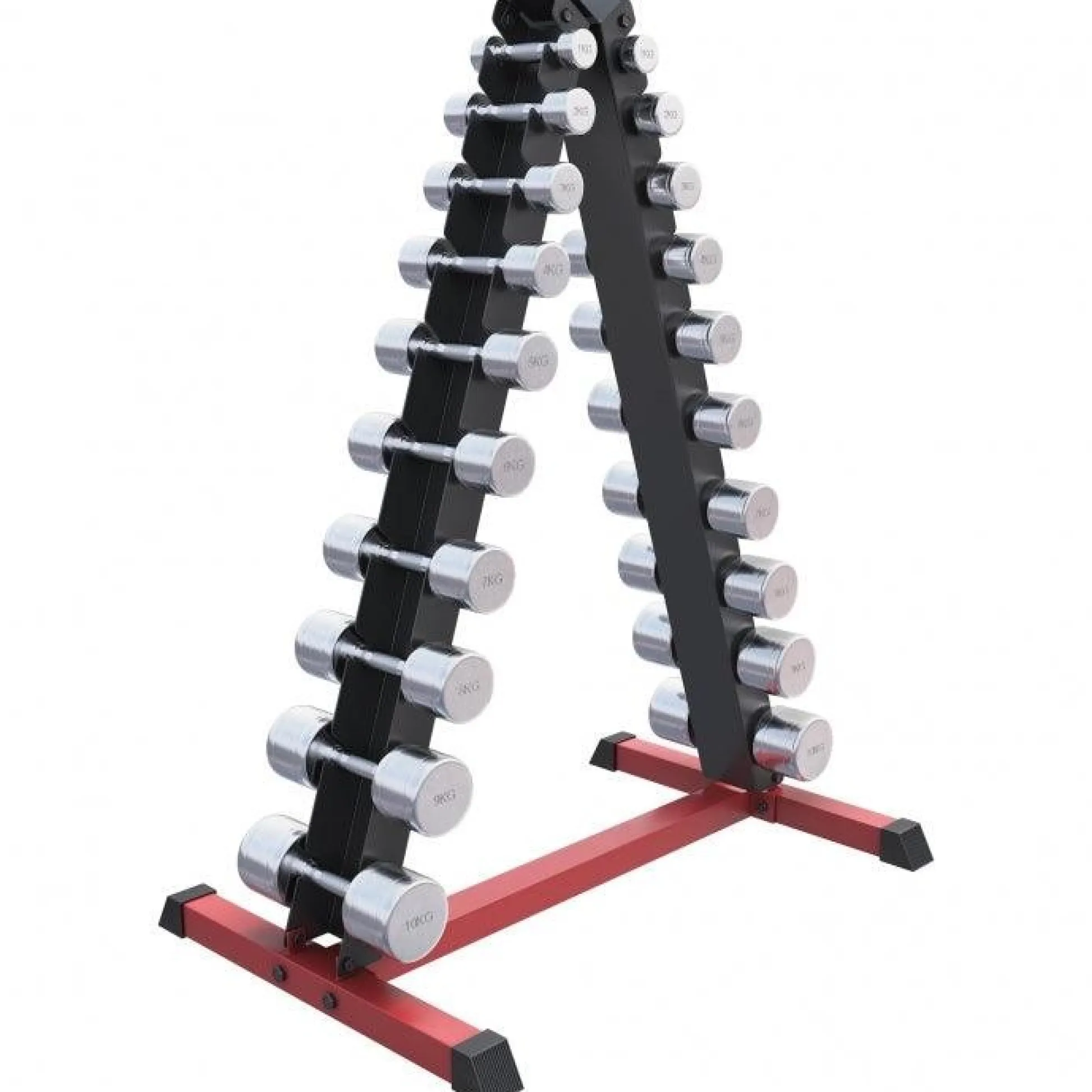 Gorilla Sports Kurzhantel Chrom 1 - 20 kg Schwarz / Silber / Rot Best